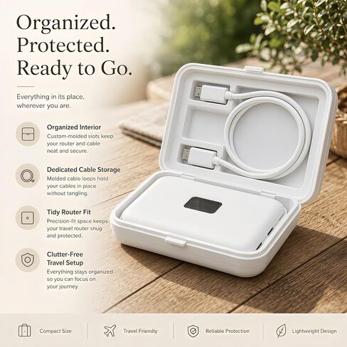 Travel Router Case Compatible with Ubiquiti UniFi UTR, Dual Compartment Hinged Storage Box for Business Travel in Saudi Arabia