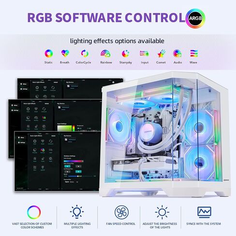 Ocean of Stars AI-Optimized Gaming PC - RTX 5070 12GB - AMD Ryzen 7 7800X3D, 32GB DDR5 RAM, 1TB PCIe + 2TB SATA SSD, Software ARGB Control, 850W PSU,Windows 11- Desktop Computer in Saudi Arabia