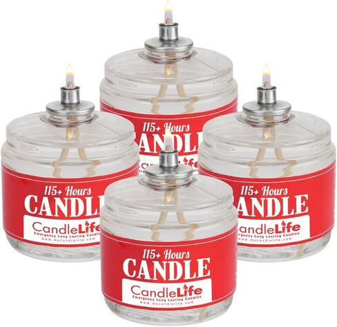 Candlelife Emergency Survival Candle (Set of 4) - 115 Hours Long Lasting Burning Time - Great Source of Light for Blackout, Camping, Fishing and Hunting - Smoke & Odor-Free | Clear Mist in Saudi Arabia