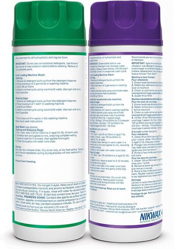 Nikwax Down, Down DUO-Pack, 300ml, Wash-In Cleaning and Waterproofing adds DWR Water Repellency to Down Filled Jackets, Outerwear, Sleeping Bags, Restores and Protects Insulation and Loft in Kuwait