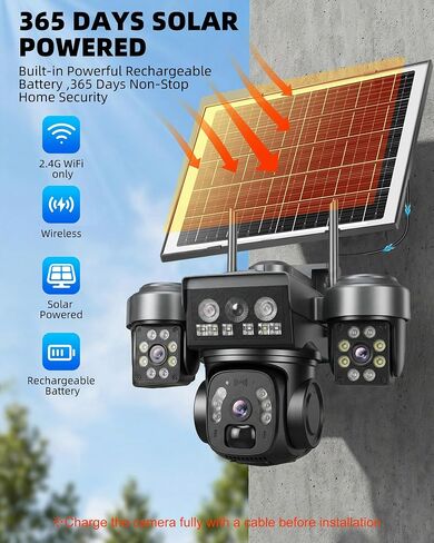 KEPEAK Solar Security Camera Outdoor Wireless, Triple Lens Security Camera Outdoor, Bullet & PTZ Camera with PIR Motion Detection, Color Night Vision, 2-Way Talk, Battery Powered in Kuwait