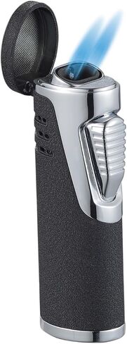Visol Cradle Butane Torch Double Flame Refillable Gas Lighter, Built in Punch, Fuel Window, and Adjustable Flame Lighter (Shipped Without Butane) (Black) in Saudi Arabia