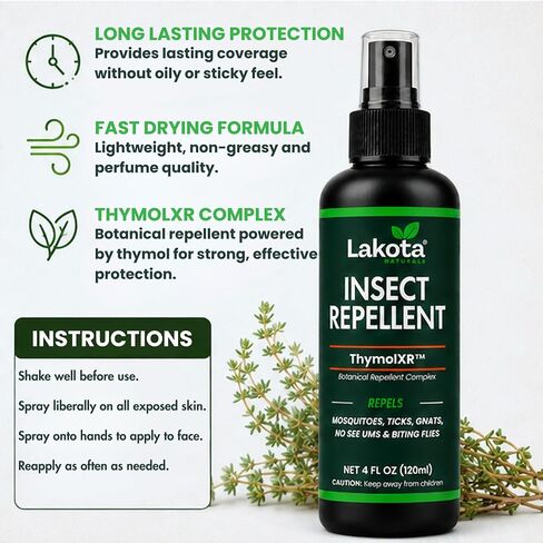Lakota Naturals ThymolXR ™ Mosquito & Tick Insect Repellent Spray, 4 fl oz in Saudi Arabia