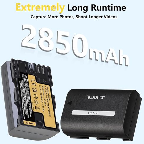 2-Pack 2850mAh LP-E6P LP-E6N LP-E6 LP-E6NH Battery & PD20W Fast Charger+SD Card Slots – Compatible with Canon EOS R5, R5II, R6, R7, 5D (II/III/IV), 5DS, 5DS R, 6D, 7D, 60D-90D, XC10 in Kuwait