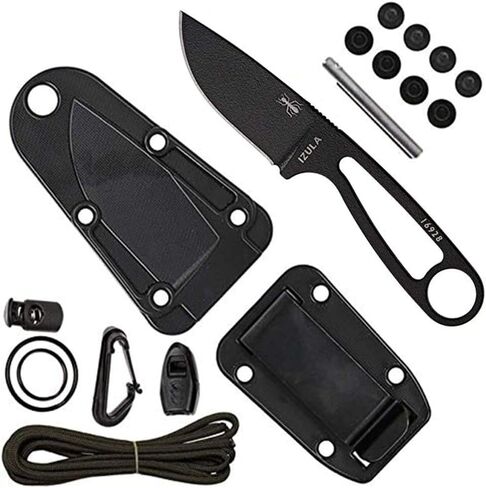ESEE Knives Izula Fixed Blade Knife w/Survival Kit, Sheath & Clip Plate (Dark Earth) in Kuwait