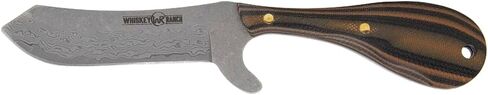 WHISKEY BENT HAT CO. Bullcutter Fixed Blade Knife Damascus Steel, w/Leather Sheath, 3.5" Blade, 7" Overall Length (Ram Horn) in Kuwait