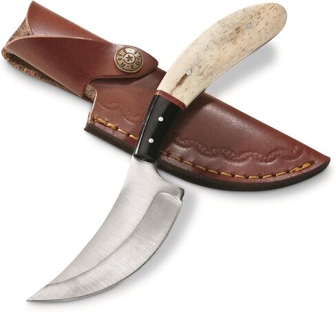 SZCO Full Tang Skinner Knife 8 Inch - Pocket Knifes with Stainless Steel Blade, Bone/Horn Handle & Leather Sheath - Camping Knife for Hiking, Camping - Skinning knife for Men in Saudi Arabia