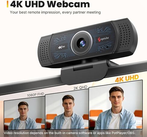 Angetube 4K Webcam for PC w/Microphone, USB Web Cam Built-in Privacy Cover in Kuwait
