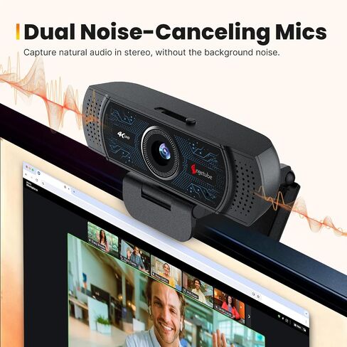 Angetube 4K Webcam for PC w/Microphone, USB Web Cam Built-in Privacy Cover in Kuwait