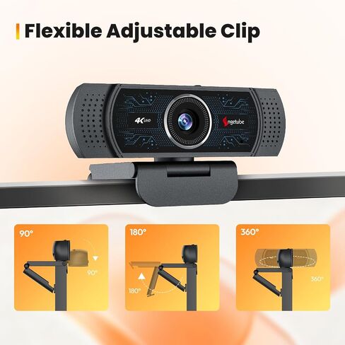 Angetube 4K Webcam for PC w/Microphone, USB Web Cam Built-in Privacy Cover in Kuwait