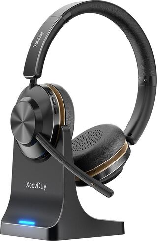 Bluetooth Headset, Wireless Headset with Mic for Work, Bluetooth 5.3, Wireless Headphones with AI Noise Cancelling Microphone (Clear Calls & Mic Mute), for Computer/PC(Without USB Dongle) in Kuwait