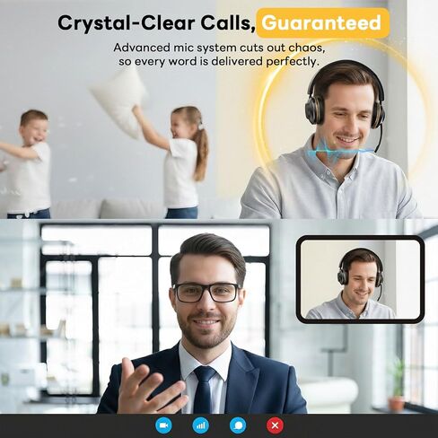 Bluetooth Headset, Wireless Headset with Mic for Work, Bluetooth 5.3, Wireless Headphones with AI Noise Cancelling Microphone (Clear Calls & Mic Mute), for Computer/PC(Without USB Dongle) in Kuwait