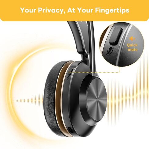 Bluetooth Headset, Wireless Headset with Mic for Work, Bluetooth 5.3, Wireless Headphones with AI Noise Cancelling Microphone (Clear Calls & Mic Mute), for Computer/PC(Without USB Dongle) in Kuwait