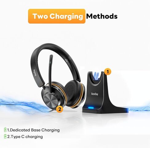 Bluetooth Headset, Wireless Headset with Mic for Work, Bluetooth 5.3, Wireless Headphones with AI Noise Cancelling Microphone (Clear Calls & Mic Mute), for Computer/PC(Without USB Dongle) in Kuwait
