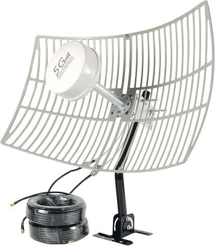 WiFi 5G 4G LTE 2x2 MIMO Parabolic Antennas Kit for 4G LTE 5G Hotspot Router T-Mobile Dish Grid Cellular Directional 2.4/5.8GHz WiFi 4G LTE Antenna Long Range 30dBi with SMA TS9 Cable Pole(Full Kit) in Saudi Arabia