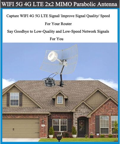 WiFi 5G 4G LTE 2x2 MIMO Parabolic Antennas Kit for 4G LTE 5G Hotspot Router T-Mobile Dish Grid Cellular Directional 2.4/5.8GHz WiFi 4G LTE Antenna Long Range 30dBi with SMA TS9 Cable Pole(Full Kit) in Saudi Arabia