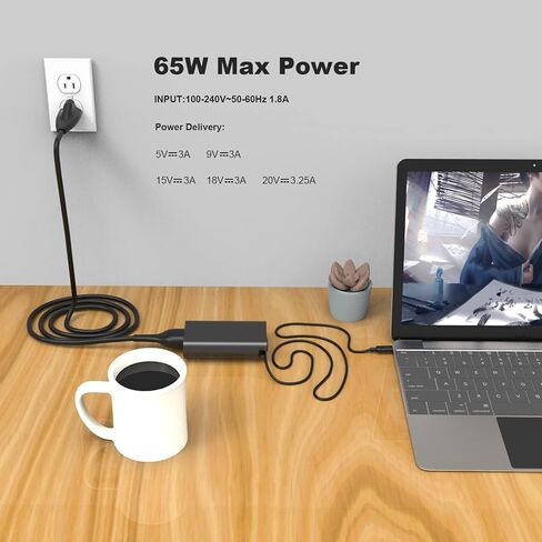 65W 45W USB C Laptop Charger Compatible with Dell Latitude 7420 5420 5520 5430 5440 7440 5450 5530 7330 7430 5540 5320 7320 9430 3450 3550 7410 2in1, XPS 13, Computer Type C AC Adapter Power Cord in Kuwait