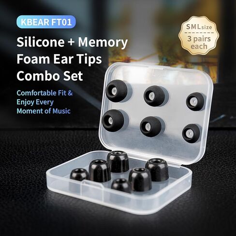 6 Pairs/ 12PCS KBEAR FT01 Earbuds Eartips, KZ ZS10 PRO Replacement Memory Foam and Silicone Ear Bud Tips Combo Set for KZ ZST/ZS10 PRO X/ZS12 PRO X/ AS24/ZSN PRO X/ZS10 PRO 2 Wired Headphones in Kuwait