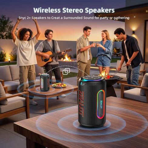ZEALOT Portable Speaker with Powerful Bass, 80W(Peak) Outdoor Bluetooth Speaker, IPX6 Waterproof, Wireless Stereo Sound, USB/TF/AUX, 8000mAH Battery for Party, Camping, Beach in Kuwait