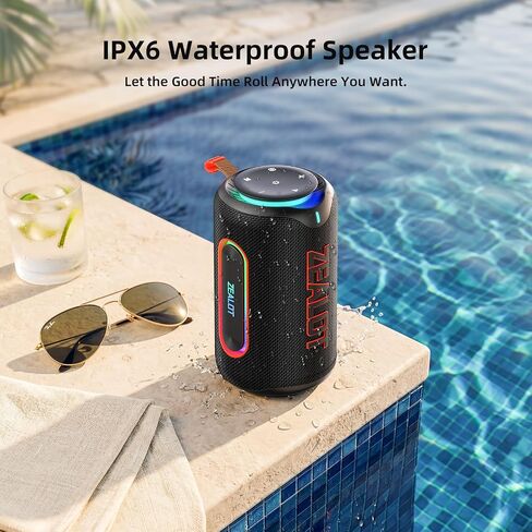 ZEALOT Portable Speaker with Powerful Bass, 80W(Peak) Outdoor Bluetooth Speaker, IPX6 Waterproof, Wireless Stereo Sound, USB/TF/AUX, 8000mAH Battery for Party, Camping, Beach in Kuwait
