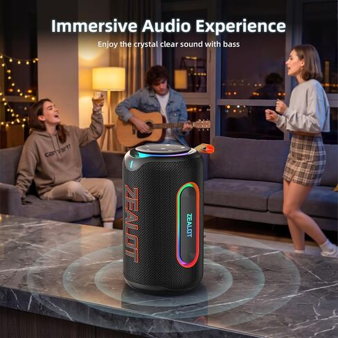 ZEALOT Portable Speaker with Powerful Bass, 80W(Peak) Outdoor Bluetooth Speaker, IPX6 Waterproof, Wireless Stereo Sound, USB/TF/AUX, 8000mAH Battery for Party, Camping, Beach in Kuwait
