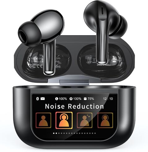 Wireless Earbuds, Bluetooth 5.4 Ear Buds, ENC Noise Cancelling Headphones with 48H Playtime, Bass Stereo Sound, Compatible with iPhone Air/17/16/15/14/Android, Pad - Black in Saudi Arabia