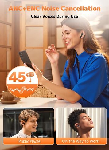 Wireless Earbuds, Bluetooth 5.4 Ear Buds, ENC Noise Cancelling Headphones with 48H Playtime, Bass Stereo Sound, Compatible with iPhone Air/17/16/15/14/Android, Pad - Black in Saudi Arabia