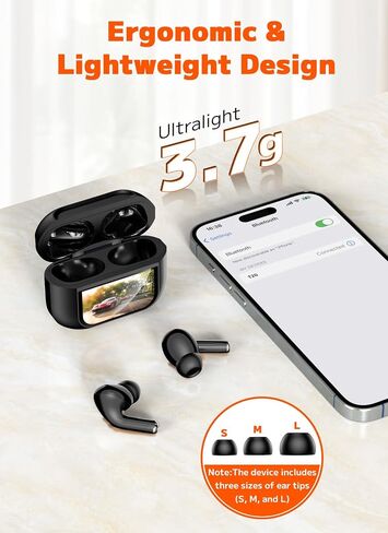 Wireless Earbuds, Bluetooth 5.4 Ear Buds, ENC Noise Cancelling Headphones with 48H Playtime, Bass Stereo Sound, Compatible with iPhone Air/17/16/15/14/Android, Pad - Black in Saudi Arabia