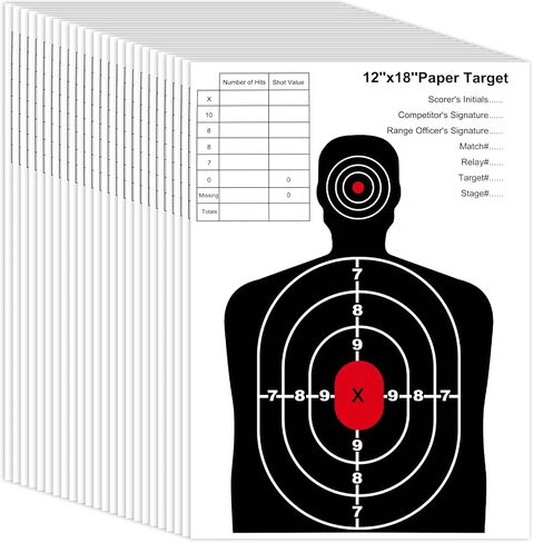 Guirnd 12x18 inch Targets for Shooting Range, Indoor and Outdoor Silhouette Paper Targets, Aiming Target Practice Paper for Handguns, Pistols, Rifles, Airguns, Pellet Gun, BB Guns in Kuwait