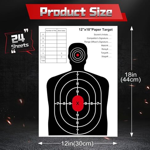 Guirnd 12x18 inch Targets for Shooting Range, Indoor and Outdoor Silhouette Paper Targets, Aiming Target Practice Paper for Handguns, Pistols, Rifles, Airguns, Pellet Gun, BB Guns in Kuwait