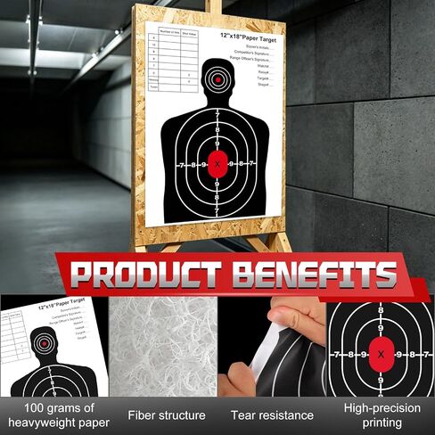 Guirnd 12x18 inch Targets for Shooting Range, Indoor and Outdoor Silhouette Paper Targets, Aiming Target Practice Paper for Handguns, Pistols, Rifles, Airguns, Pellet Gun, BB Guns in Kuwait