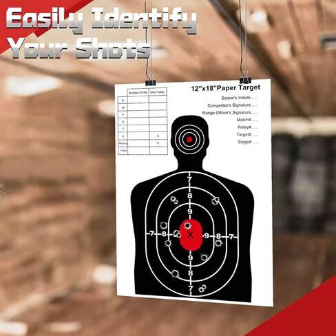 Guirnd 12x18 inch Targets for Shooting Range, Indoor and Outdoor Silhouette Paper Targets, Aiming Target Practice Paper for Handguns, Pistols, Rifles, Airguns, Pellet Gun, BB Guns in Kuwait