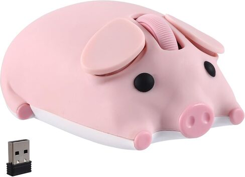 Wireless Bluetooth Mouse Cute Animal Pig Shape 2.4G & Bluetooth Dual Mode Computer Mice with USB Receiver Portable Compact 1200DPI Optical Cordless Mouse for Laptop iPad PC Chromebook Kids Gift (Pink) in Kuwait
