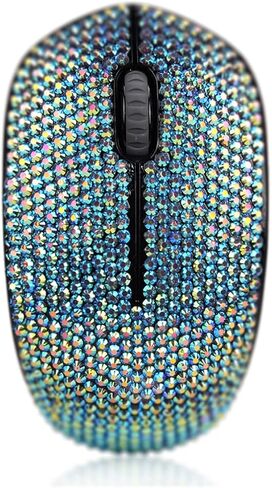 SA@ Luxury 6 Colors Bling Crystal Rhinestone 2.4G Wireless Mouse for Laptop, Notebook, PC, Computer, MacBook Gifts for The Office (Silver) in Kuwait