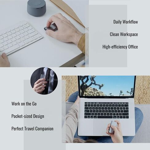 Cheerdots1 ماوس لوحة اللمس اللاسلكي ومؤشر ليزر عن بعد، أوضاع مزدوجة ماوس بلوتوث منخفض الكمون، ماوس ضوئي من النوع C قابل لإعادة الشحن للكمبيوتر/الهواتف/الأجهزة اللوحية/Windows/MacOS/Android/iOS in Kuwait