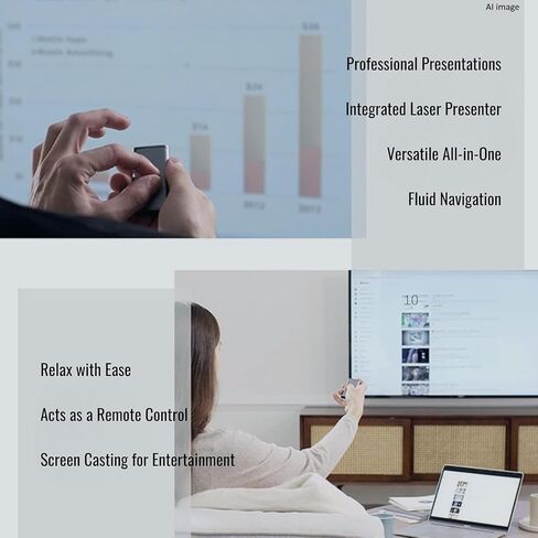 Cheerdots1 ماوس لوحة اللمس اللاسلكي ومؤشر ليزر عن بعد، أوضاع مزدوجة ماوس بلوتوث منخفض الكمون، ماوس ضوئي من النوع C قابل لإعادة الشحن للكمبيوتر/الهواتف/الأجهزة اللوحية/Windows/MacOS/Android/iOS in Kuwait