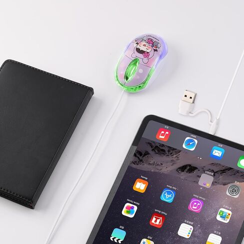 Wired Mouse with USB-C & USB-A 2-in-1, 7-Color LED Backlighting, 1.5 Meter/4.92ft Cable, 1000D-PI Mini Silent Click 3-Button Ergonomic Computer Mouse for Kids,PC,Laptop,Mac,Windows,Surface,Phone Pink in Kuwait