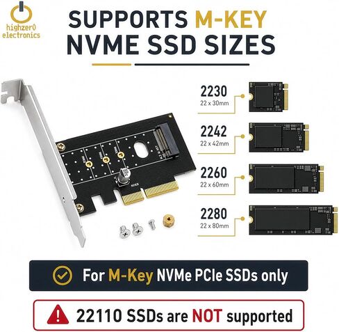 M.2 NVMe SSD to PCIe 3.0 x4 x8 x16 | M-Key 2230-2280 Desktop Card Adapter in Kuwait