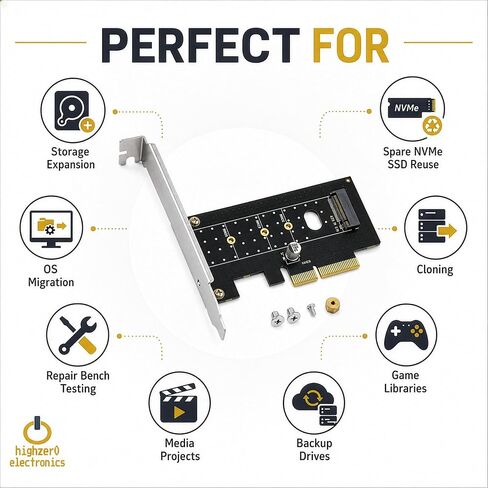 M.2 NVMe SSD to PCIe 3.0 x4 x8 x16 | M-Key 2230-2280 Desktop Card Adapter in Kuwait