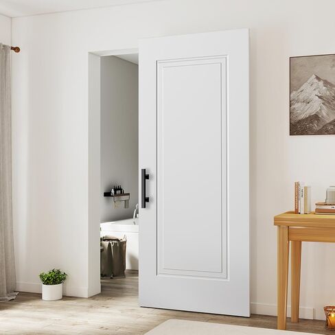 JUBEST 36"x84" Concealed Barn Door with Soft Close Hardware Kits, Primed in Saudi Arabia