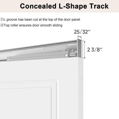 JUBEST 36"x84" Concealed Barn Door with Soft Close Hardware Kits, Primed in Saudi Arabia