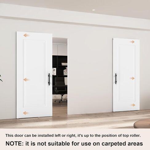 JUBEST 36"x84" Concealed Barn Door with Soft Close Hardware Kits, Primed in Saudi Arabia