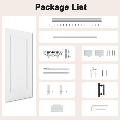 JUBEST 36"x84" Concealed Barn Door with Soft Close Hardware Kits, Primed in Saudi Arabia
