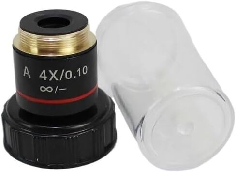 195 Microscope Lens 4X10X20X40X 60X100X Plan Infinite Acromatic Objective Lens Biology Microscope Parts and Accessories (Color : 4X) in Kuwait