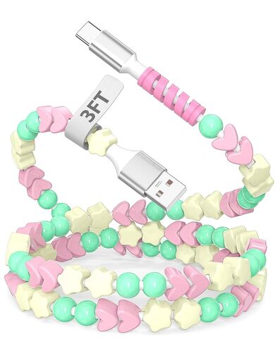 3ft USB A to C Cable Beaded Phone Charger Cord for Apple CarPlay Car Play in Kuwait