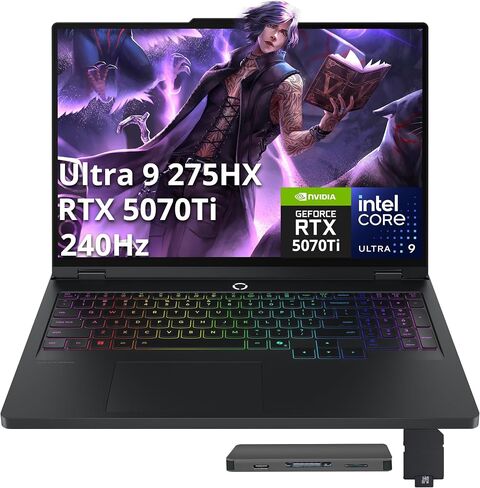 Lenovo Legion Pro 5 16" WQXGA 240Hz Gaming Laptop, Intel Ultra 9 275HX, GeForce RTX 5070 Ti, 64GB RAM, 3TB Storage (2TB SSD+1TB Docking Station Set), RGB Backlit Keyboard, Win 11 Pro, Eclipse Black in Kuwait