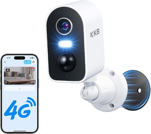 KKB 4G LTE Cellular Security Camera Magnetic Mount, No WiFi Security Cameras Indoor Built-in SIM, 2K Wireless Outdoor Off-Grid Battery Cameras for RVs/Travel/Camping, Subscription Required in Saudi Arabia