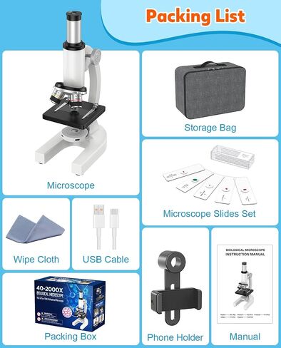 2000X Microscope for Kids Adults Beginner: Compound Monocular Microscope in Saudi Arabia