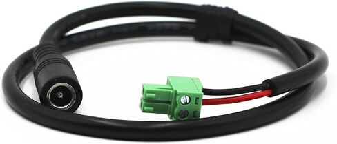 DC 12V/AC 24V Power Pigtail Cable, 5.5x2.1mm Male/Female to 3.81mm Phoenix Terminal Block Adapter for CCTV Security & Dome & PTZ Cameras, LED Strip, DVR, Monitor - 0.5M (20 Inches) (Female to 3.81mm) in Kuwait