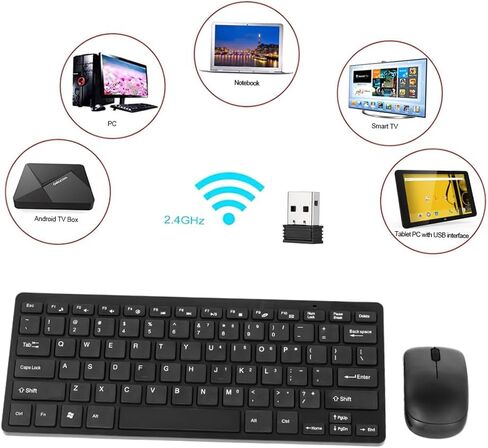 Dpofirs 2.4GHz Wireless Keyboard Mouse Combo, Ultra Thin with USB Receiver in Kuwait